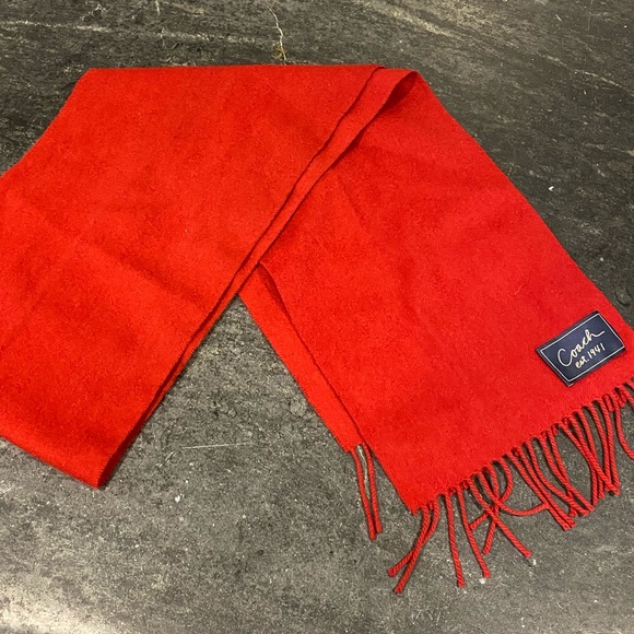 Coach Accessories - VINTAGE COACH RED SCARF WITH FRINGE cashmere